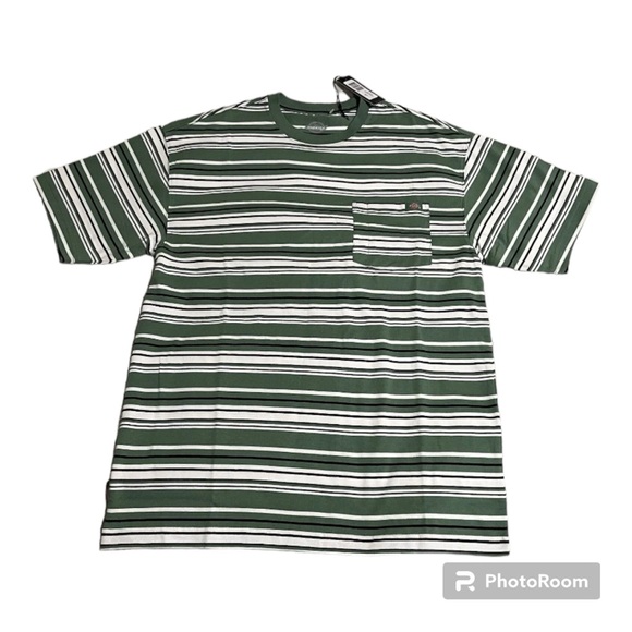 Dickies Striped T-shirt Green Striped L&M Pocket Spring Unisex - Picture 1 of 6